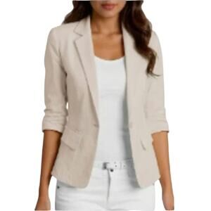 120% Lino Light Beige Ladies Size 46 Blazer Pre-loved